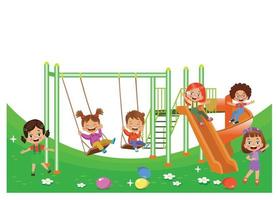 Children playing at playground vector