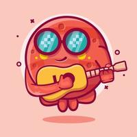 Cool Mars Planet personaje mascota tocando guitarra dibujos animados aislados en diseño de estilo plano vector