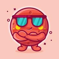 cute Mars planet character mascot with cool expression isolated cartoon in flat style design vector