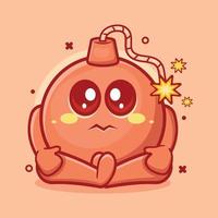 cute round bomb character mascot with sad expression isolated cartoon in flat style design vector