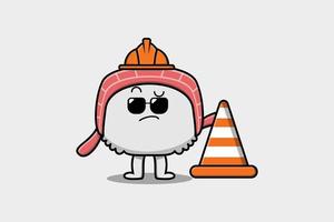 trabajador de la construcción sushi lindo personaje mascota vector