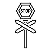 Stop sign icon outline vector. Train road vector