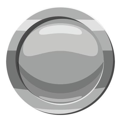 Gray button icon, cartoon style