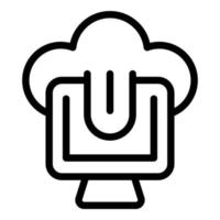 Cloud data pc icon outline vector. Online system vector