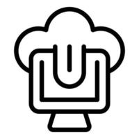 Cloud data pc icon outline vector. Online system vector