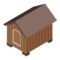 Wood dog kennel icon isometric vector. Doghouse pet vector