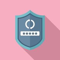 Shield password recovery icon flat vector. Mobile page vector