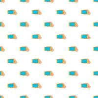 Hand with mobile phone pattern, cartoon style vector