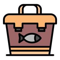 Fish ice bag icon color outline vector