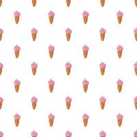 Ice cream in waffle cone pattern, cartoon style vector