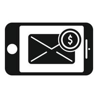 icono de correo de información de pago vector simple. pago de dinero