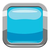 Light blue square button icon, cartoon style vector