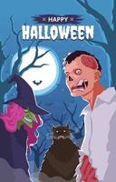 Halloween Party Poster With Monsters vector