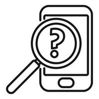 Smartphone search icon outline vector. Document request vector