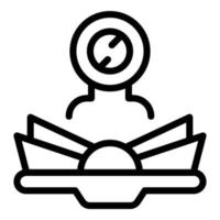 vector de contorno de icono de libro abierto de tarea. niño estudiante