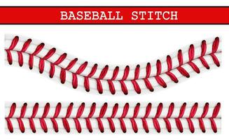 Baseball ball realistic stitch, lace pattern vector