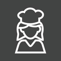 chef línea femenina icono invertido vector