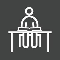 Studying on Desk II Line Inverted Icon vector