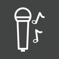 Singing on Mic Line Inverted Icon vector