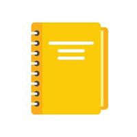 Yellow notebook icon flat isolated vector