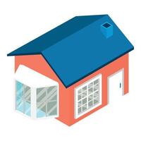 House icon isometric vector. New modern one story house with transparent balcony vector