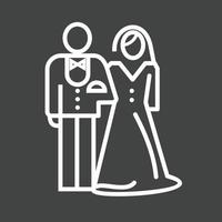 icono de línea invertida de novia y novio vector