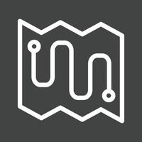 Route on Map Line Inverted Icon vector