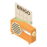 Retro leisure icon isometric vector. Vintage brown radio receiver lottery ticket vector