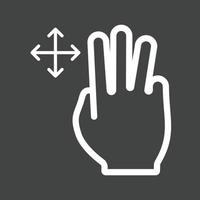 Three Fingers Move Line Inverted Icon vector