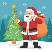 Santa Claus Brings A Gift Box vector