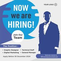 We are hiring job position social media post template vector