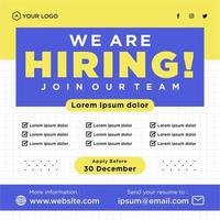 We are hiring job position social media post template vector