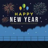 Happy new year city background banner greeting celebration vector