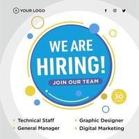 We are hiring job position social media post template vector