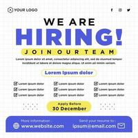 We are hiring job position social media post template vector