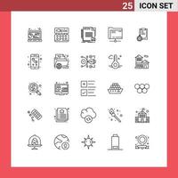 Line Pack of 25 Universal Symbols of storage data color folder document Editable Vector Design Elements