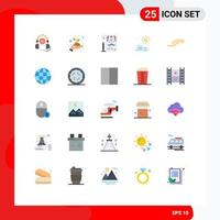 Flat Color Pack of 25 Universal Symbols of share alms pencle sunset sun Editable Vector Design Elements