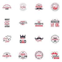 Happy fathers day greeting cards set 16 Black and Pink Vector typography lettering Usable for banners print You are the best dad text design Editable Vector Design Elements