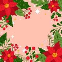 Flat Christmas Poinsettias Background vector