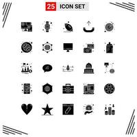 Mobile Interface Solid Glyph Set of 25 Pictograms of strategy phone rugby outgoing game Editable Vector Design Elements