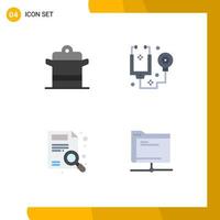 Modern Set of 4 Flat Icons and symbols such as cooker find pan healthcare report Editable Vector Design Elements