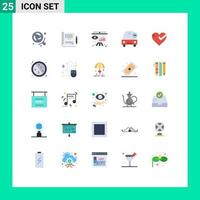 25 Universal Flat Color Signs Symbols of heart minus business less car Editable Vector Design Elements