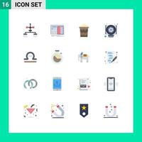 16 Universal Flat Color Signs Symbols of astrology cooler plan computer summer Editable Pack of Creative Vector Design Elements