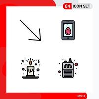 paquete de iconos de vector de stock de 4 signos y símbolos de línea para elementos de diseño de vector editables de radio de huevo móvil con luz de vela de flecha