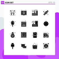 Mobile Interface Solid Glyph Set of 16 Pictograms of salon hand factory beauty day Editable Vector Design Elements