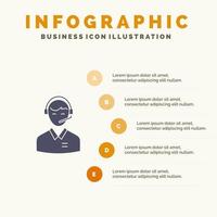 apoyo consultoría de negocios cliente hombre consultor en línea servicio sólido icono infografía 5 pasos presentación antecedentes vector