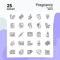 25 conjunto de iconos de embarazo 100 archivos eps 10 editables concepto de logotipo de empresa ideas diseño de icono de línea vector