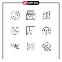 9 Thematic Vector Outlines and Editable Symbols of service homestay envelope elevator house Editable Vector Design Elements