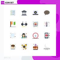 conjunto de 16 iconos de interfaz de usuario modernos signos de símbolos para mensajes de bandera irlanda conversación estrella paquete editable de elementos creativos de diseño de vectores