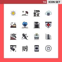 Universal Icon Symbols Group of 16 Modern Flat Color Filled Lines of cleaning flow hammer data storage Editable Creative Vector Design Elements